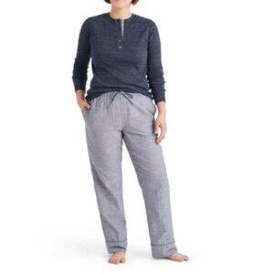 Levis Womens XS Pajama Set Navy Heather Henley Top Gray Drawstring Pants Lounge